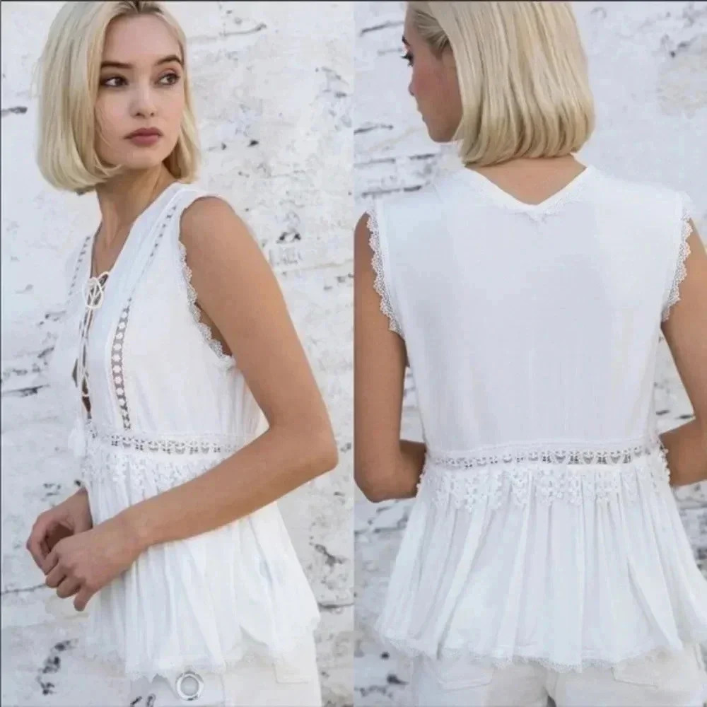 White Sleeveless POL Top